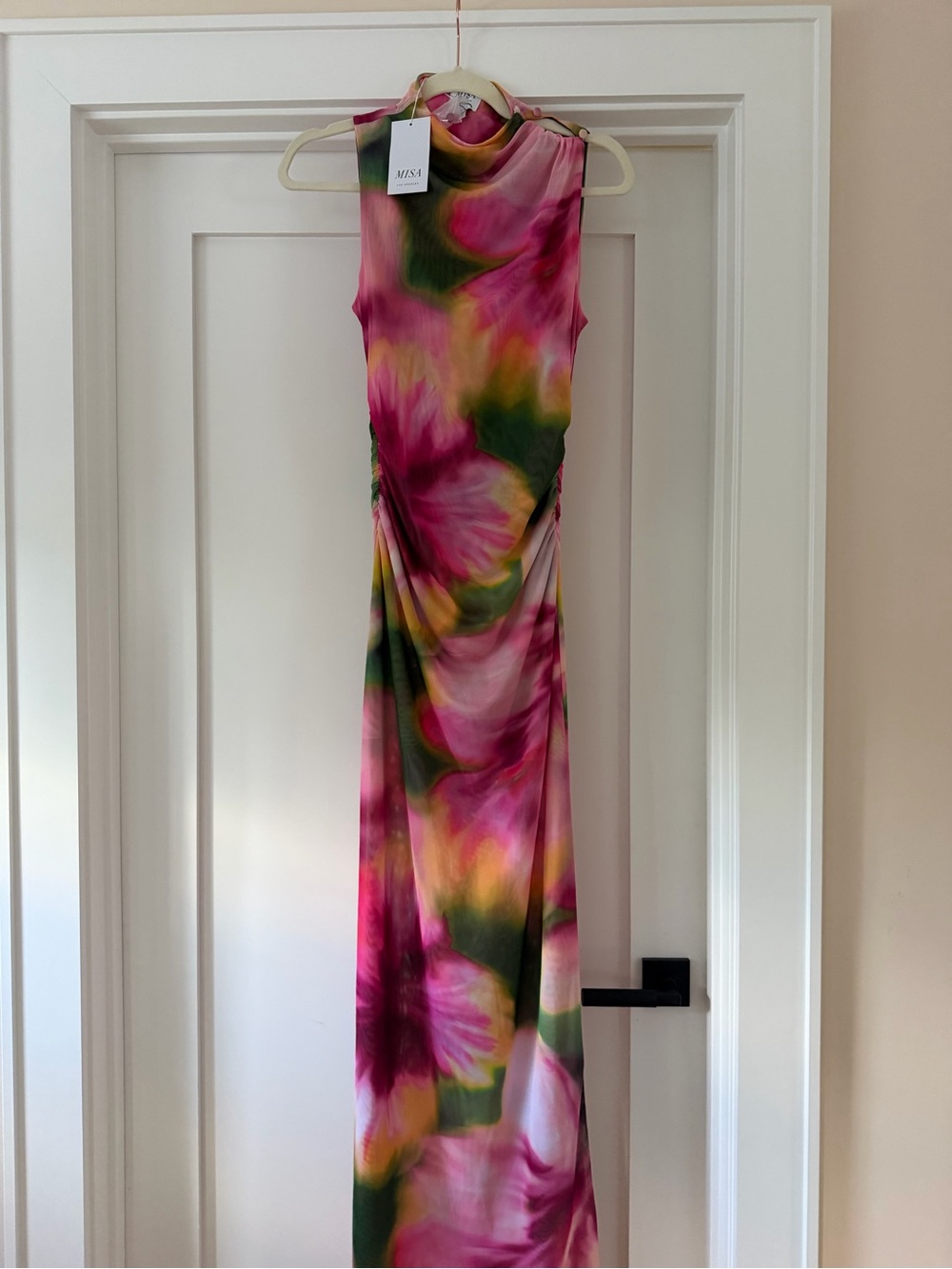 Sleeveless Pink & Green Tie-Dye Maxi Dress